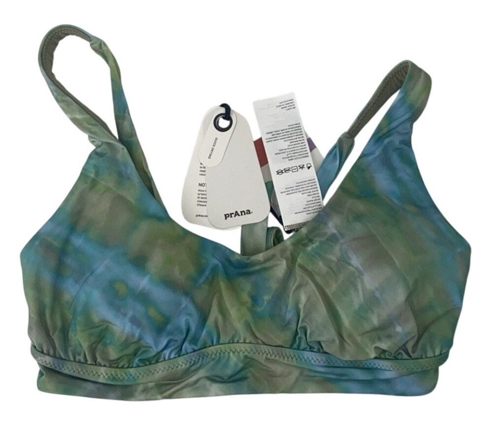prAna Mallorca Bikini Top Womens XS Blue Green Tie Dye Swim NWT